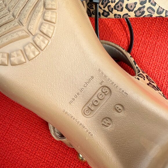 Crocs Women's Cyprus IV Leopard Heels - Womens Size 8 US - Gently Used - Picture 7 of 9